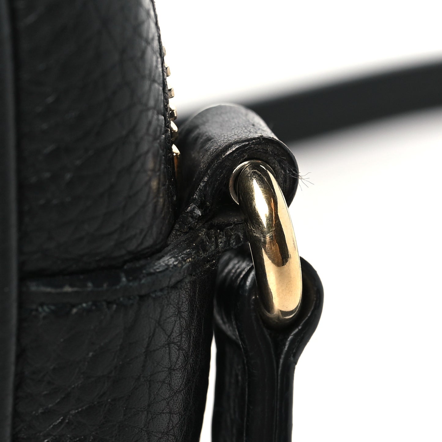 Pebbled Calfskin Small Soho Disco Bag Black