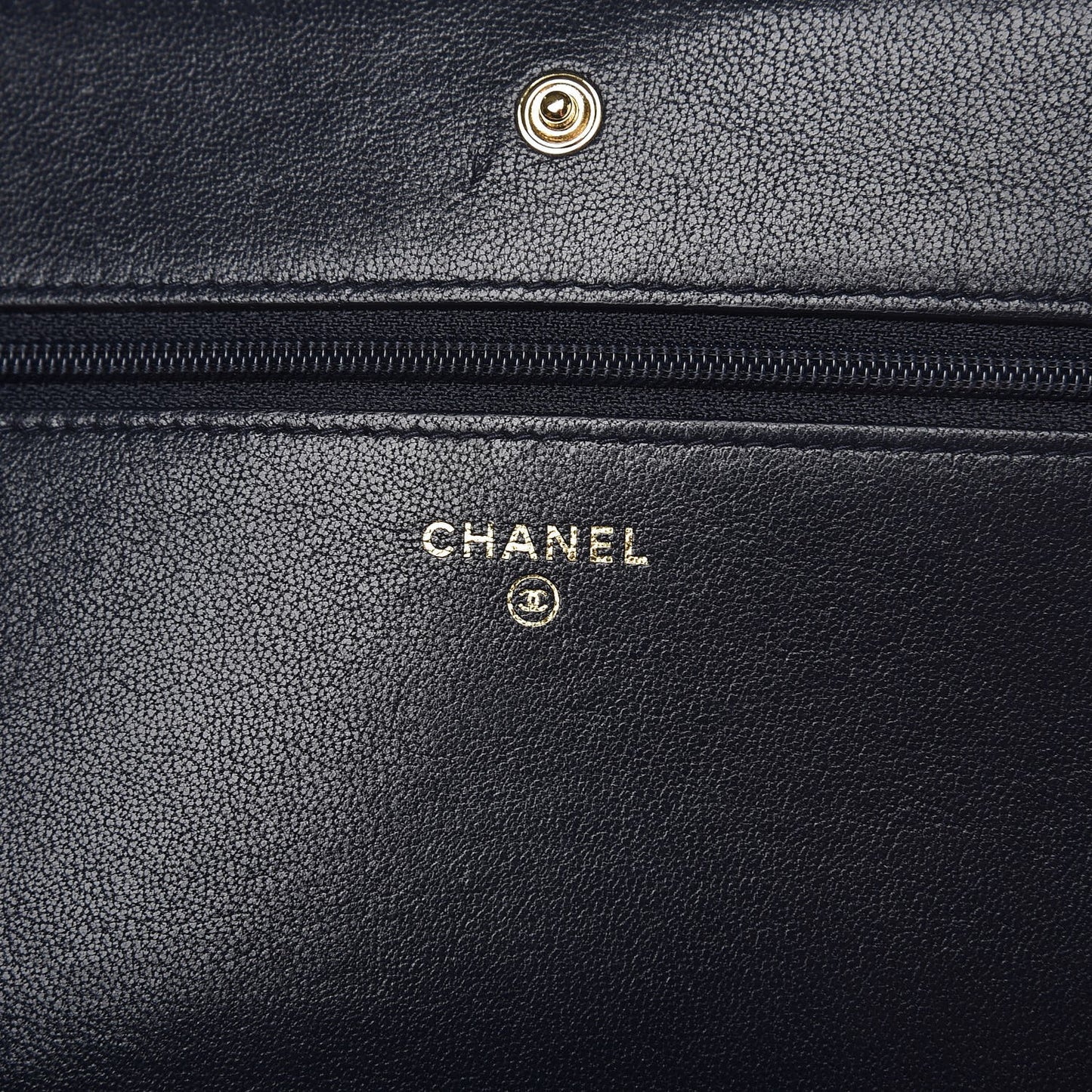 Sheepskin Quilted Mademoiselle Vintage Wallet On Chain WOC Navy