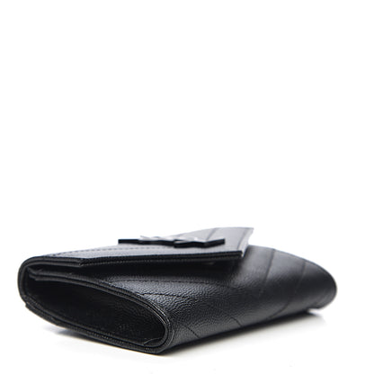 Saint Laurent Grain De Poudre Matelasse Chevron Small Monogram Envelope Wallet Black 3 of 7