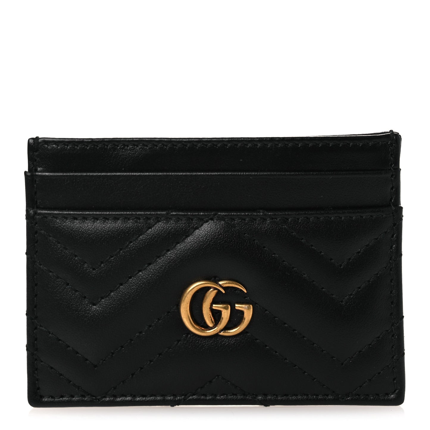 Calfskin Matelasse GG Marmont Card Holder Black