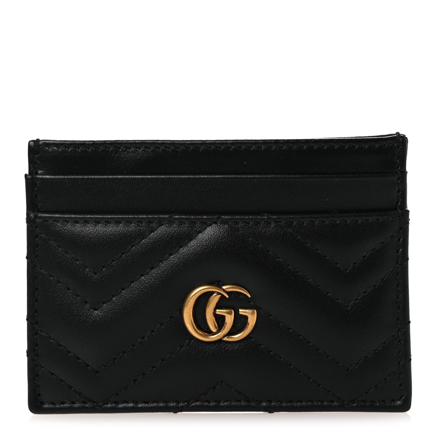 Gucci Calfskin Matelasse GG Marmont Card Holder Black 1 of 7