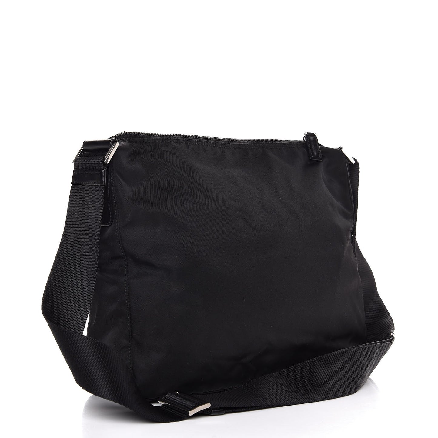 Tessuto Nylon Flat Messenger Bag Black