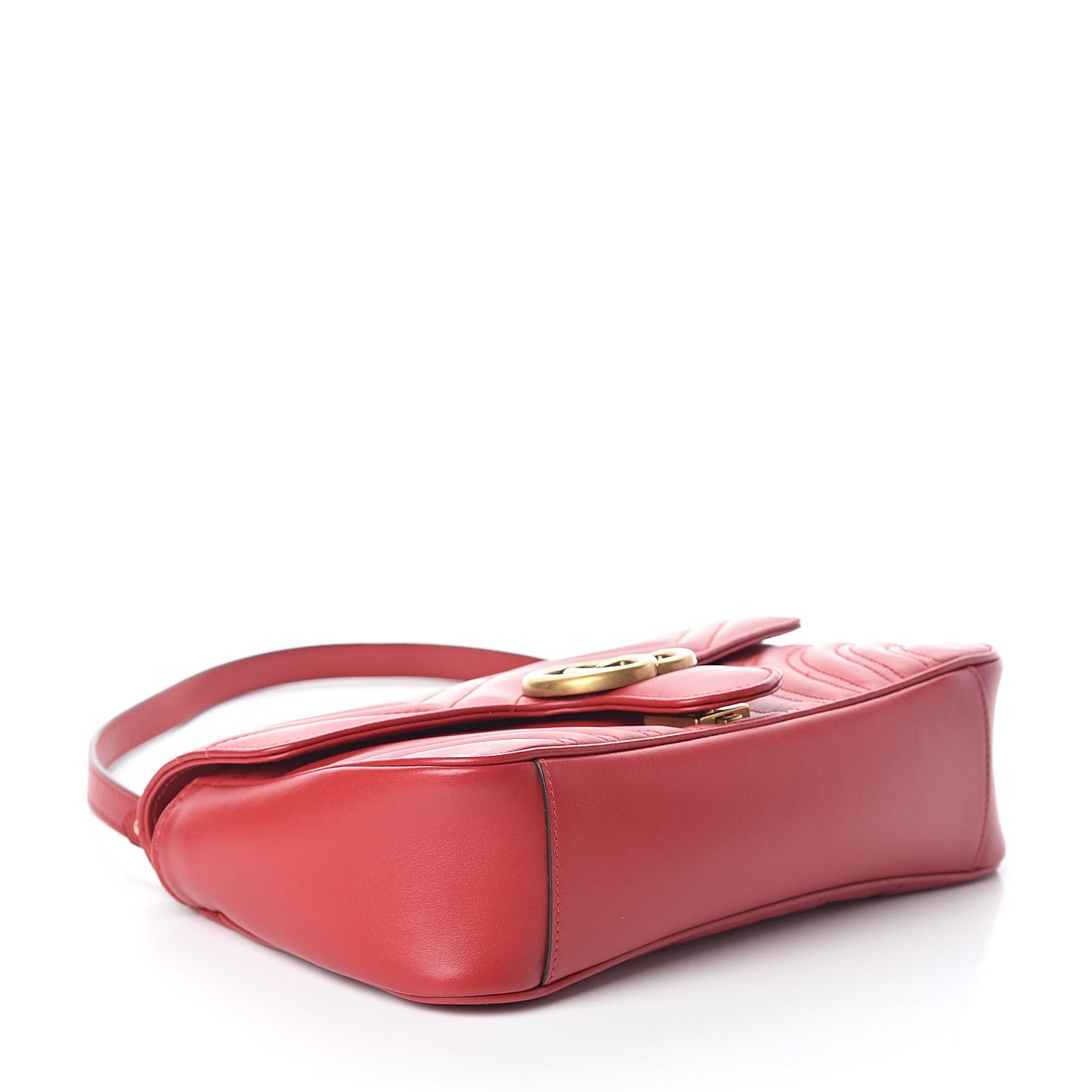 Calfskin Matelasse Small GG Marmont Shoulder Bag Hibiscus Red