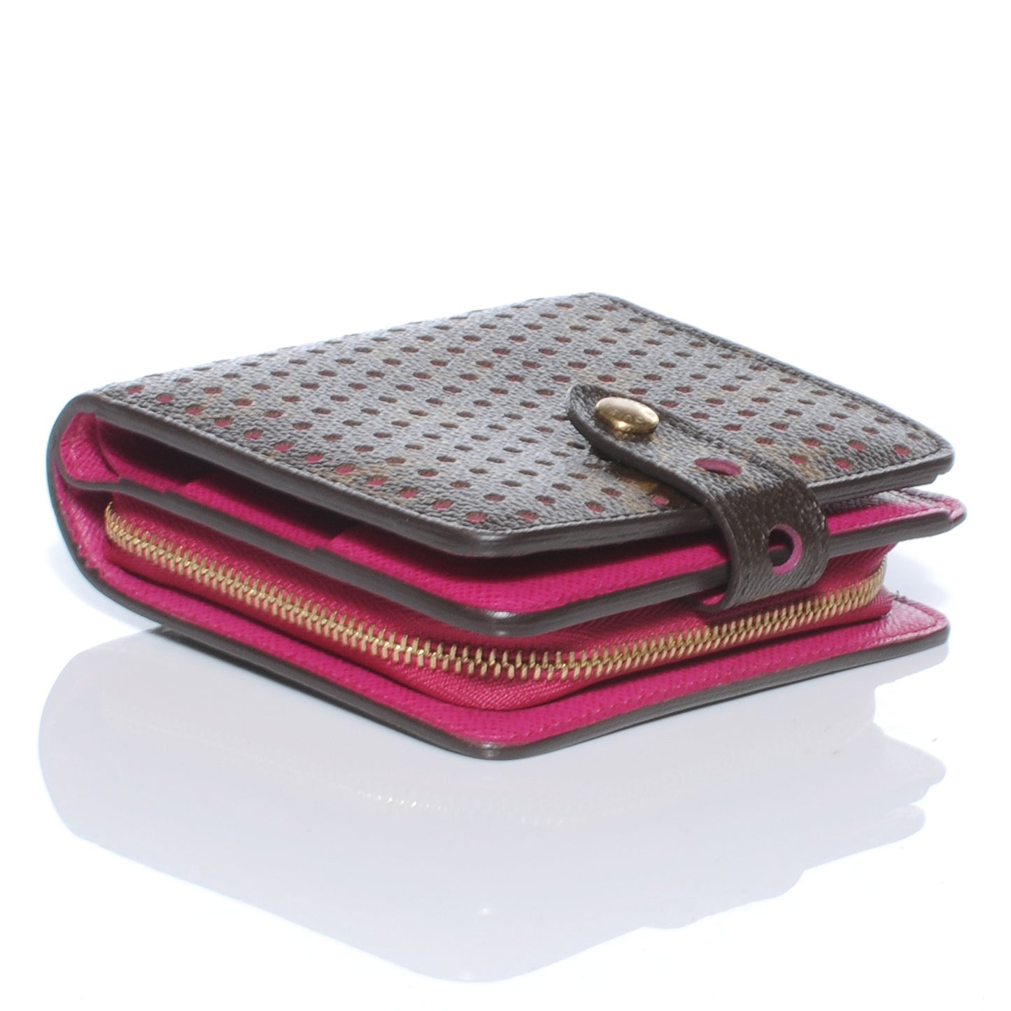 Monogram Perforated Compact Zipped Wallet Fuchsia