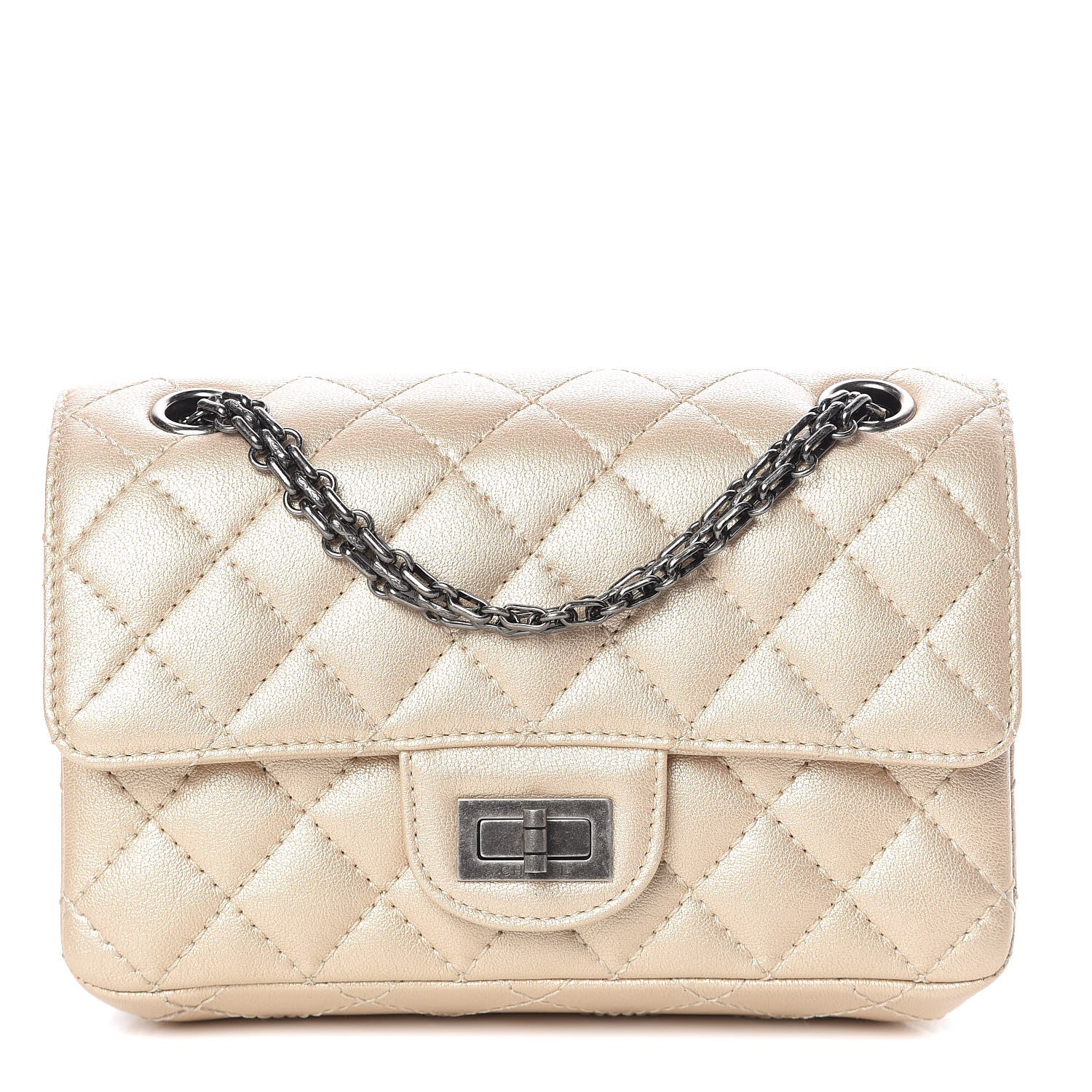 Chanel Metallic Sheepskin Quilted 2.55 Reissue Mini Flap Beige 1 of 11