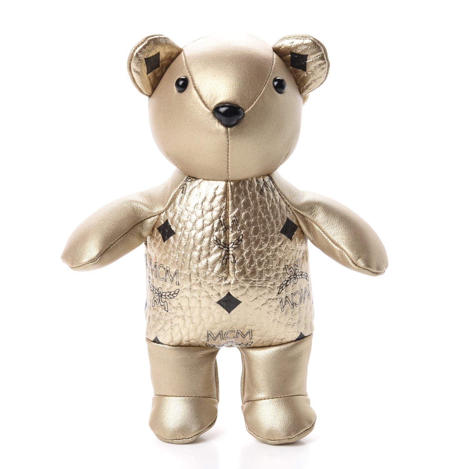 MCM Metallic Visetos Zoo Bear Drawstring Bucket Bag Gold 9 of 13