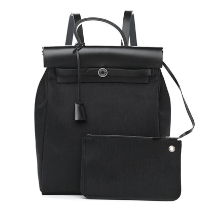Hermes Military Toile Vache Hunter Herbag a Dos Zip Retourne Backpack Black 1 of 11