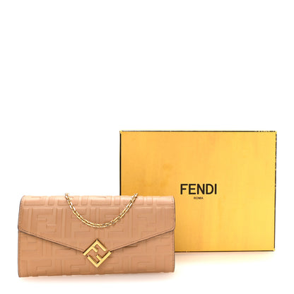 Fendi Nappa Matisse FF Embossed Continental Wallet On Chain Miele Scuro 10 of 10