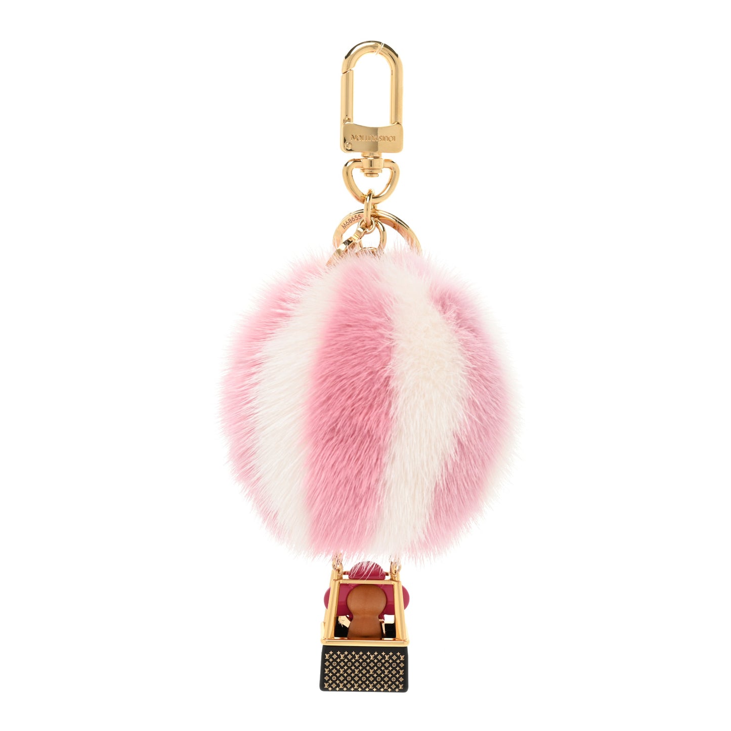 Mink Fur Vivienne Balloon Bag Charm Key Holder Pink