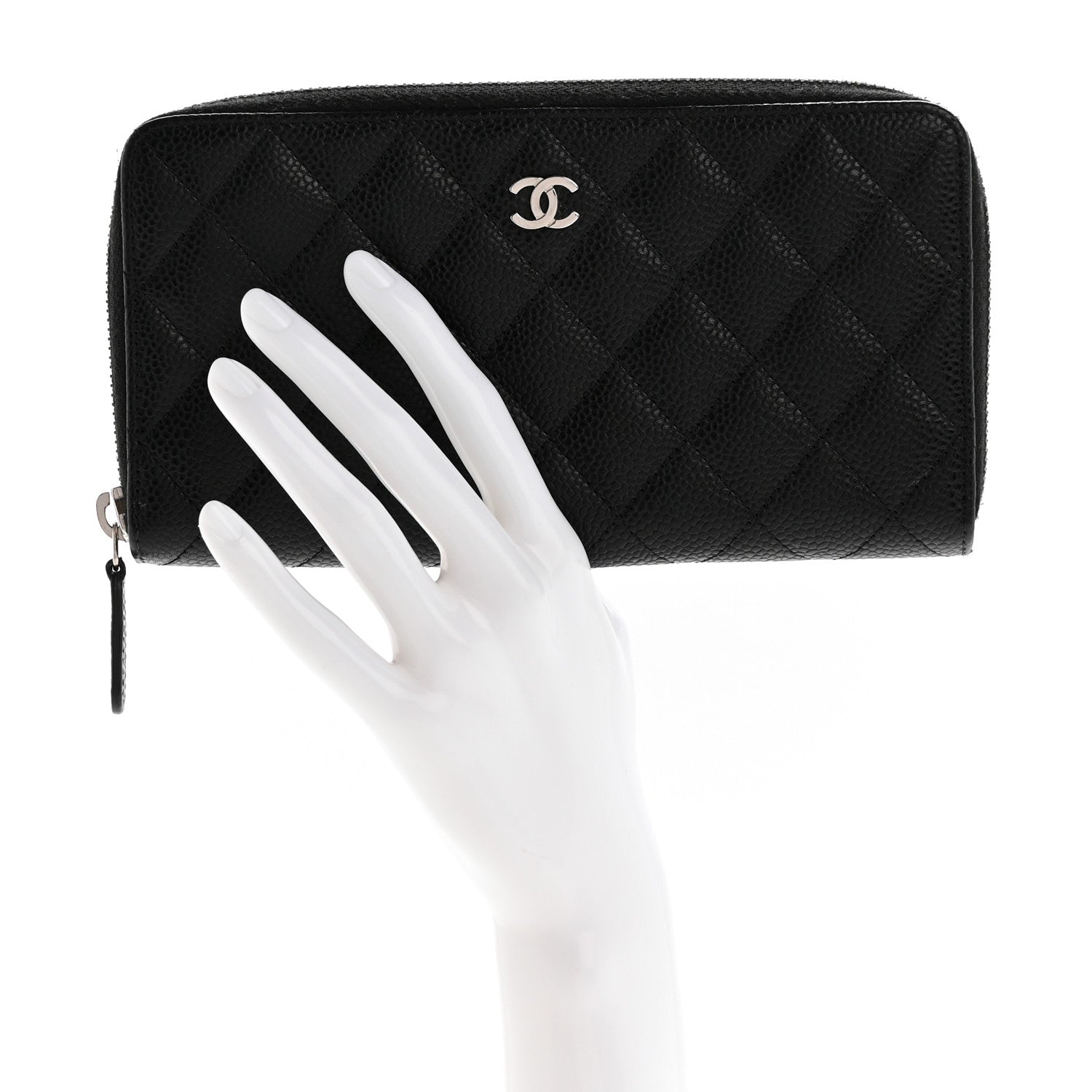 Chanel Caviar Quilted Large Gusset Zip Around Wallet Black 2 of 12