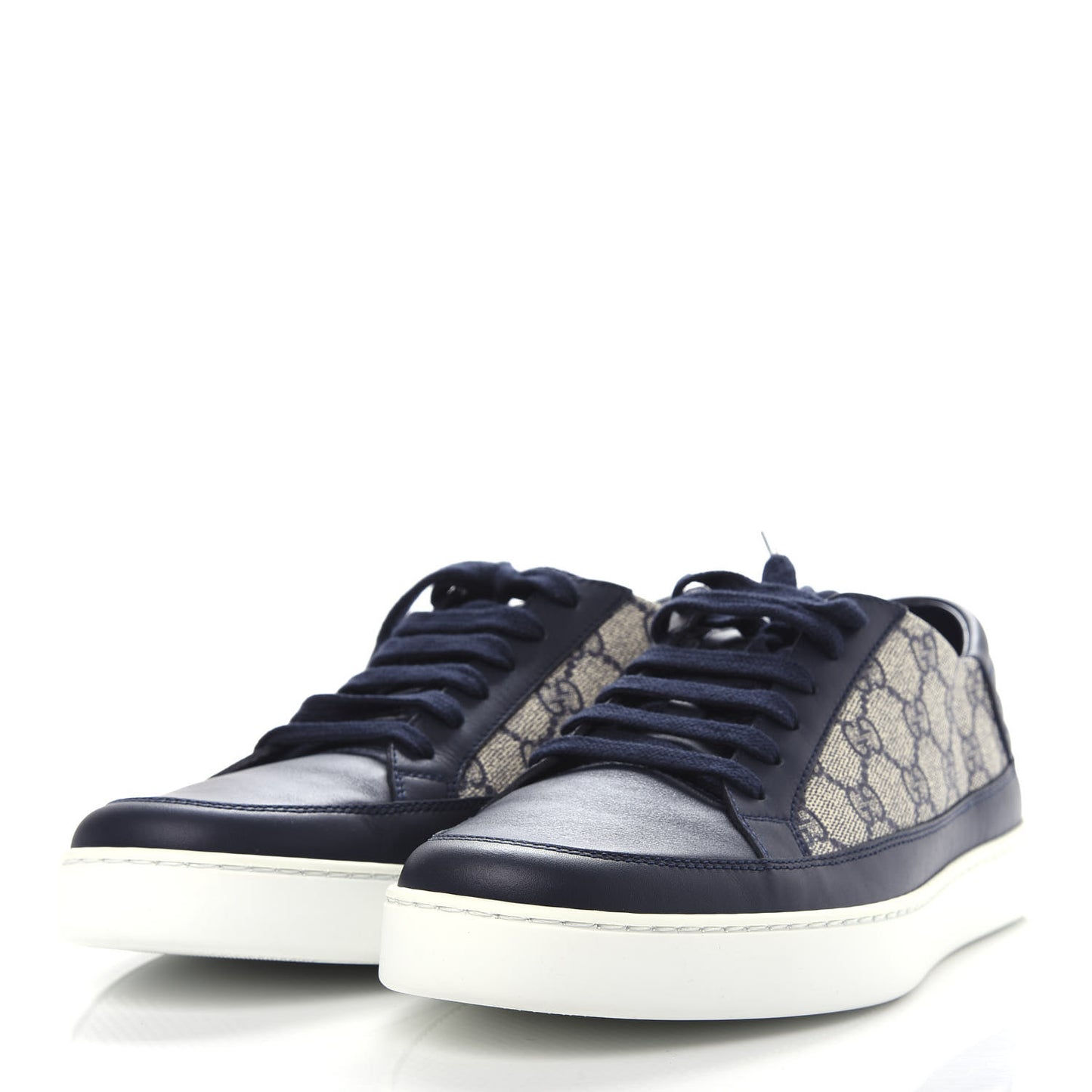 GG Supreme Monogram Calfskin Mens Low Top Sneakers 8.5 Blue Beige