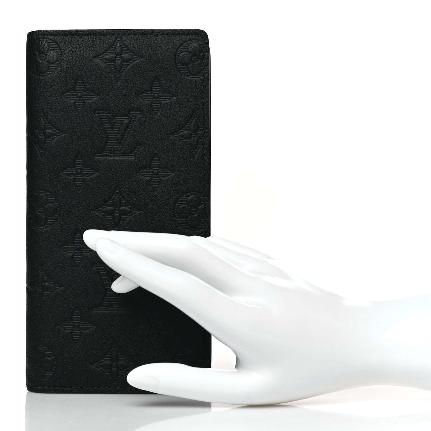 Louis Vuitton Calfskin Monogram Shadow Brazza Wallet Black 2 of 6