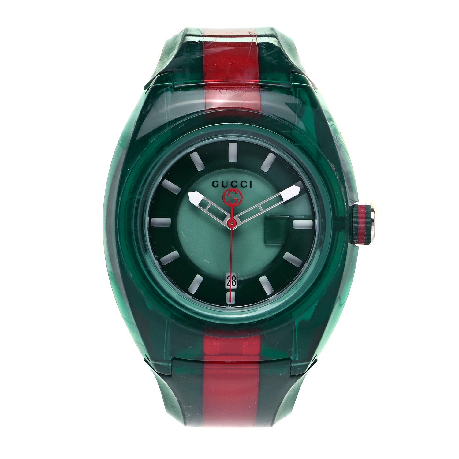 Gucci Stainless Steel Rubber 46mm Sync Web Quartz Watch Green 1 of 5