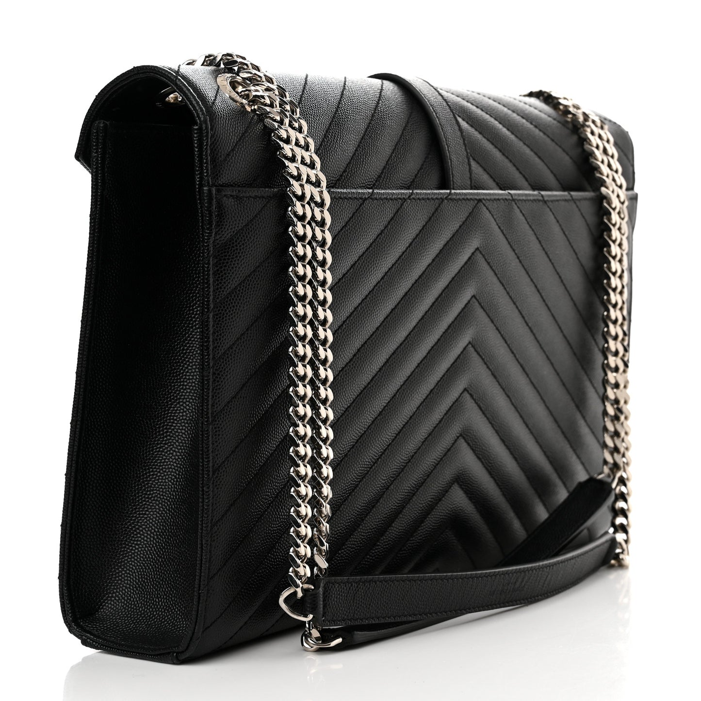 Grain De Poudre Matelasse Chevron Large Monogram Satchel Black