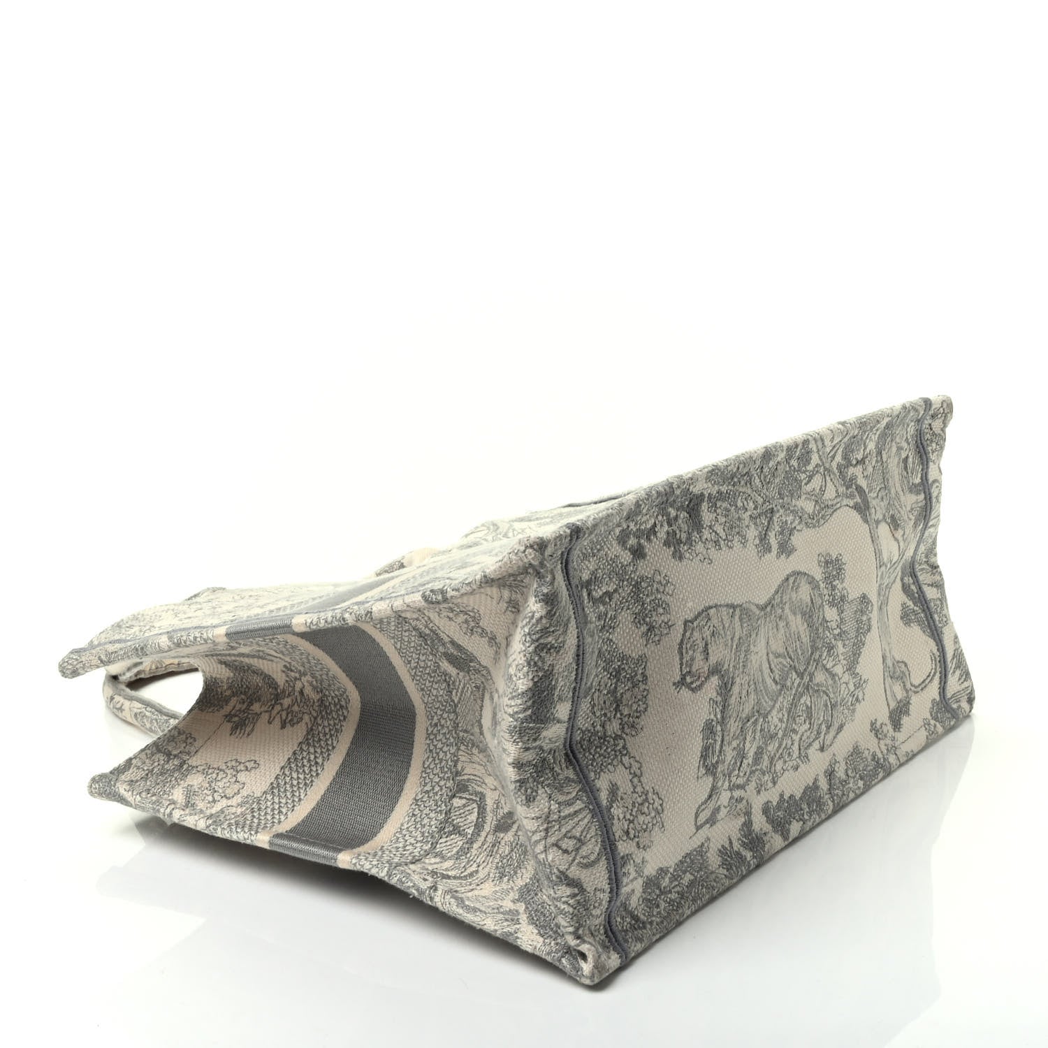 Christian Dior Canvas Embroidered Medium Dioriviera Toile De Jouy Book Tote Gray 3 of 8