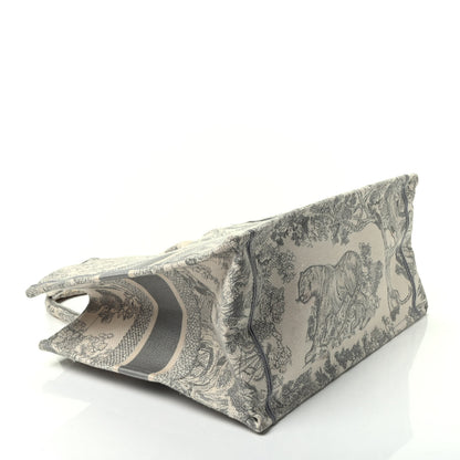 Christian Dior Canvas Embroidered Medium Dioriviera Toile De Jouy Book Tote Gray 3 of 8