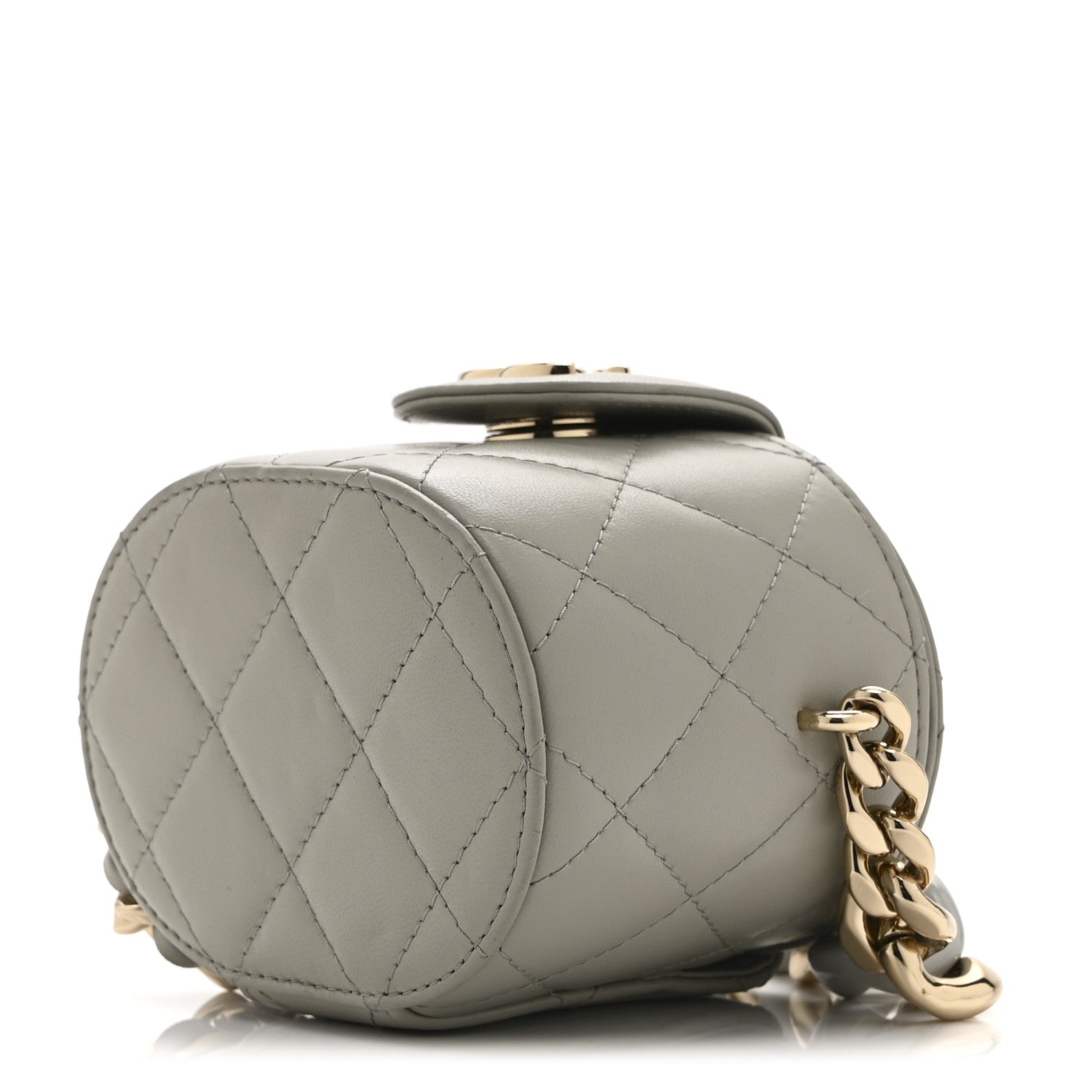 Chanel Lambskin Quilted Mini Vanity Case With Chain Grey 11 of 12
