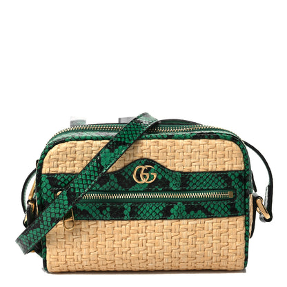 Gucci Raffia Elaphe Mini Ophidia Shoulder Bag Natural New Shamarock 1 of 6