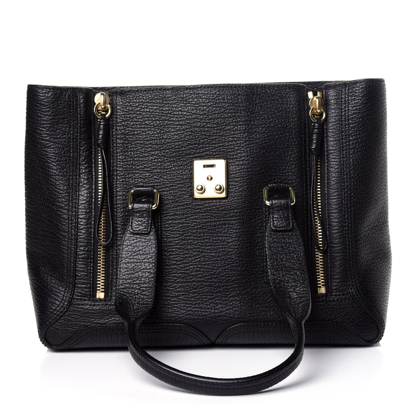 Textured Calfskin Medium Pashli Satchel Black