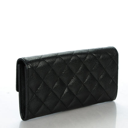 Chanel Caviar Quilted Large Gusset Flap Wallet Black 3 of 8