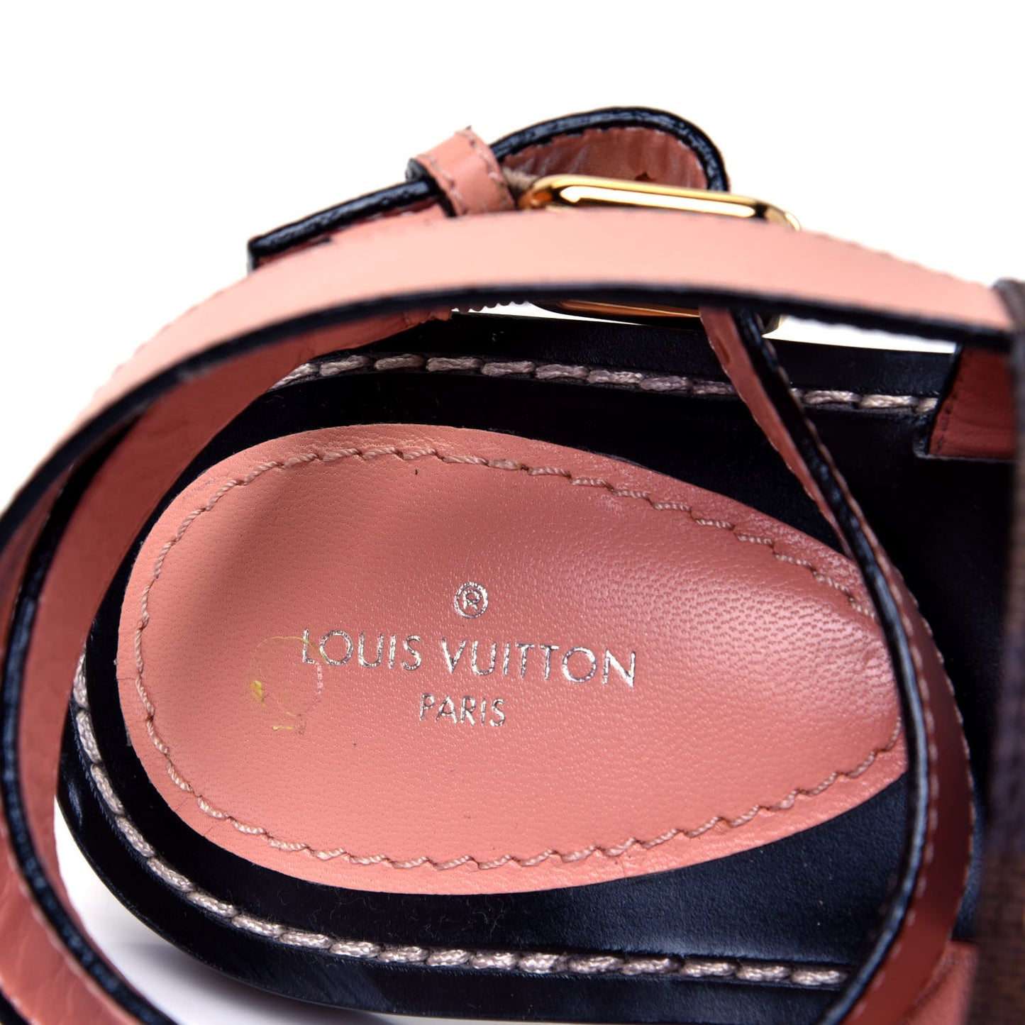 Calfskin Damier Ebene Passenger Flat Sandals 37.5 Venus Pink
