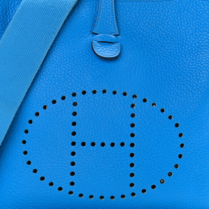 Hermes Taurillon Clemence Evelyne III PM Bleu Hydra 7 of 9