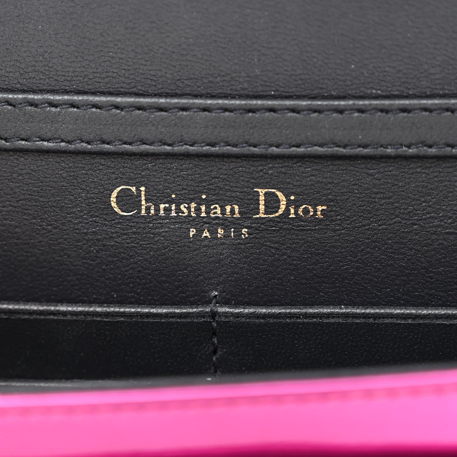 Christian Dior Metallic Patent Micro-Cannage Diorama Wallet on Chain Pouch Fuchsia 6 of 10