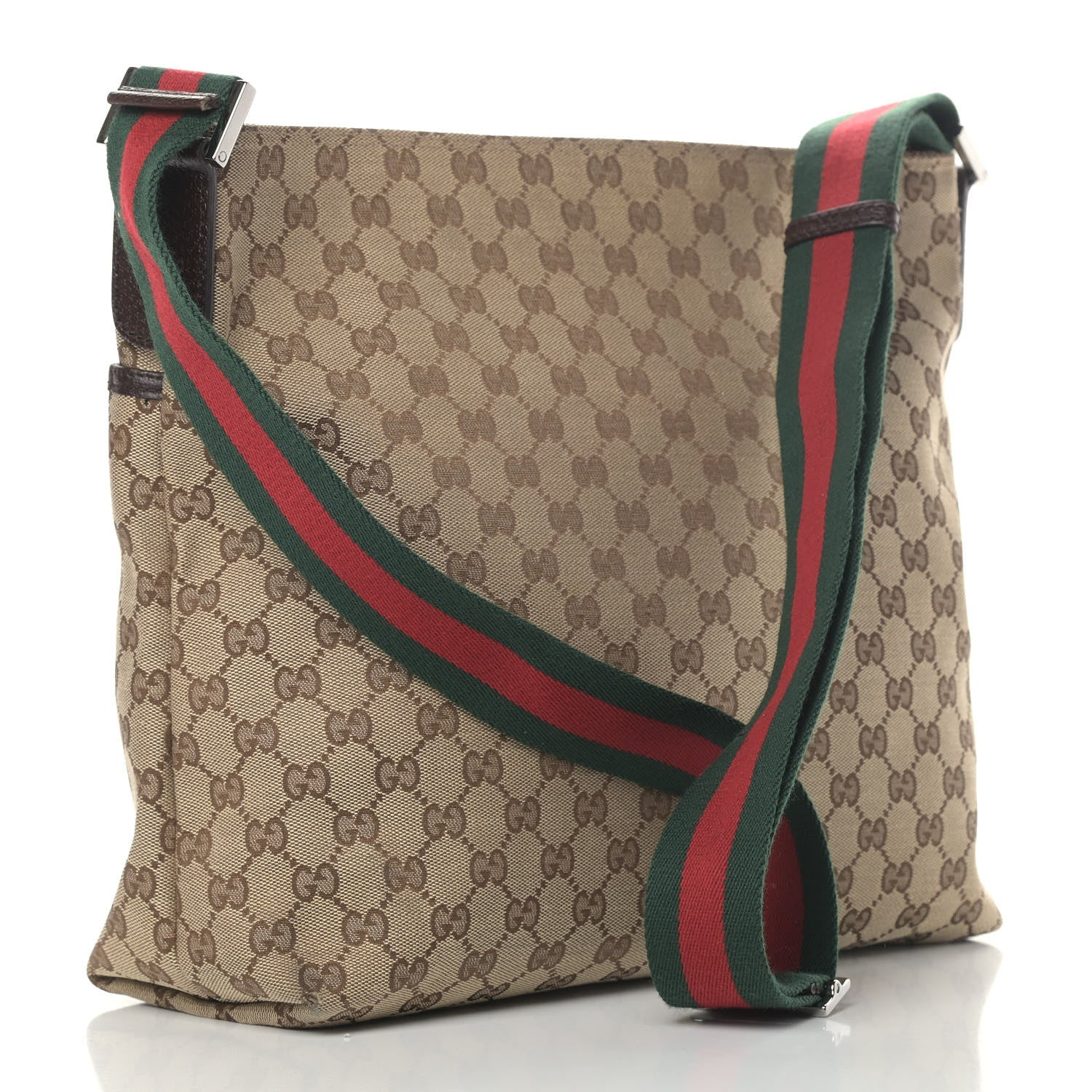 Gucci Monogram Web Medium Flat Messenger Bag Brown 2 of 4