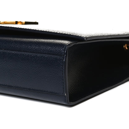Saint Laurent Grain De Poudre Medium Classic Monogram Kate Satchel Deep Marine 11 of 11