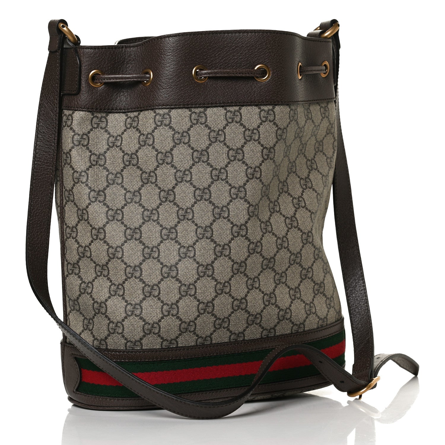 Gucci GG Supreme Monogram Web Ophidia Bucket Bag Brown 3 of 12