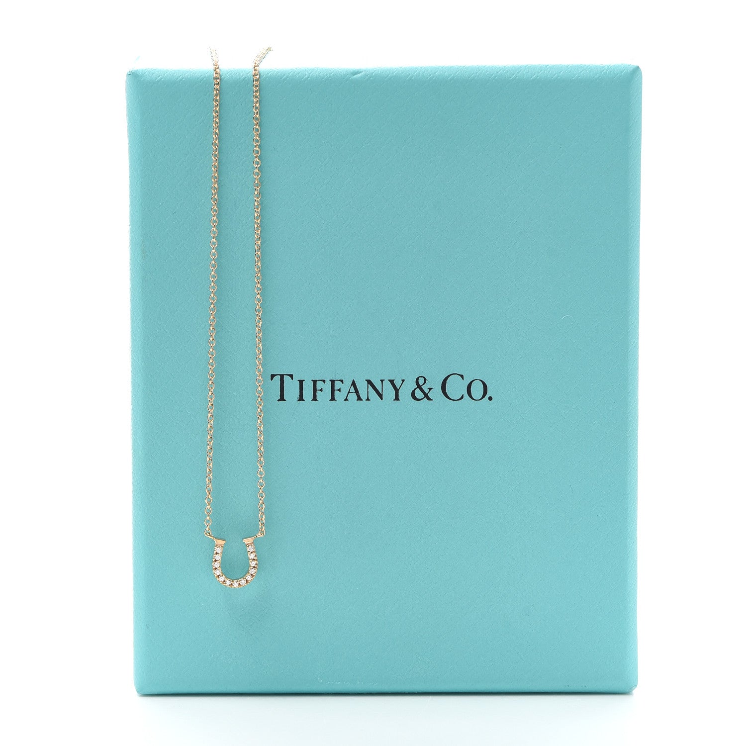 Tiffany 18K Rose Gold Diamond Mini Metro Horseshoe Pendant Necklace 6 of 6
