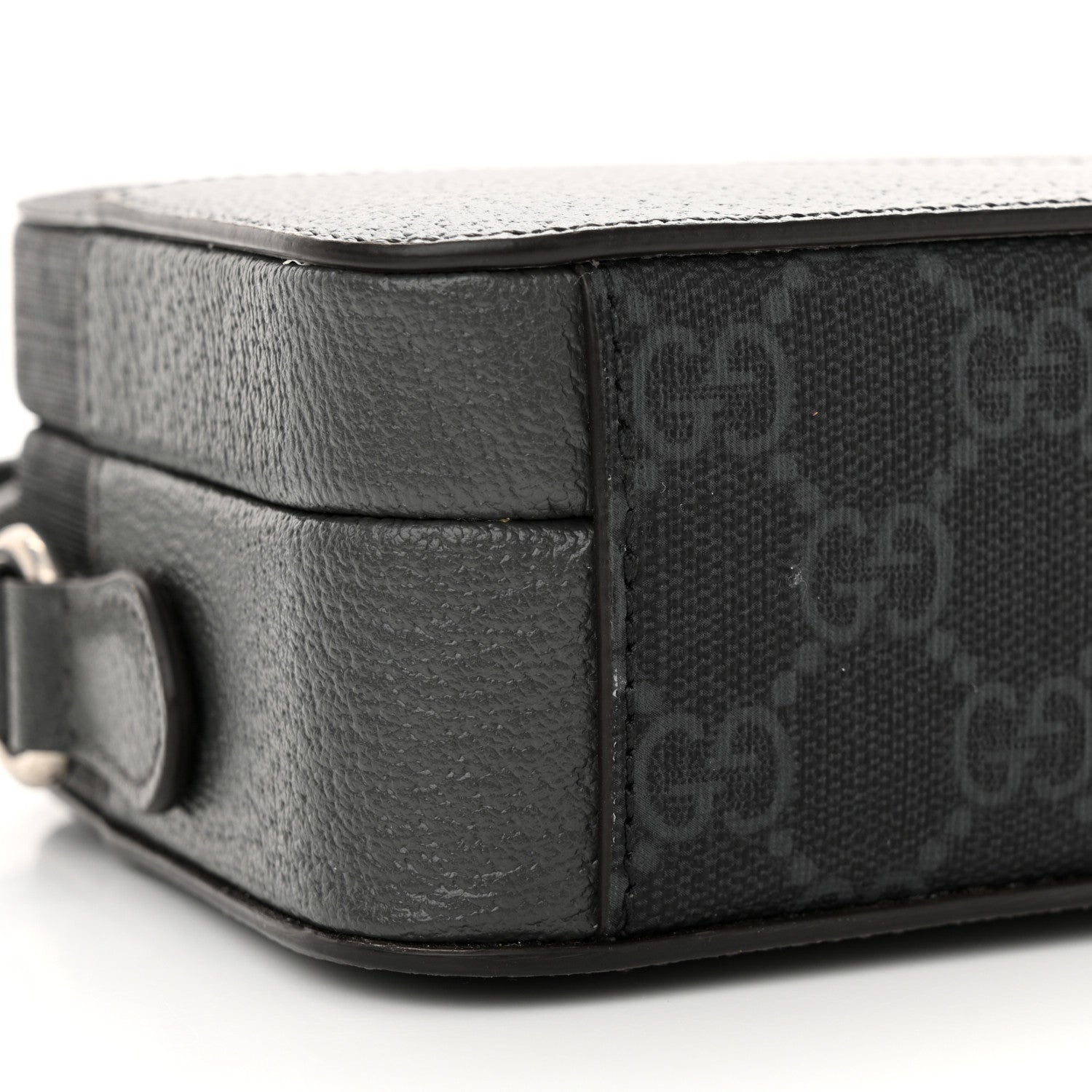 Gucci GG Supreme Monogram Textured Dollar Calfskin Mini New Basket Shoulder Bag Black Grey 9 of 12