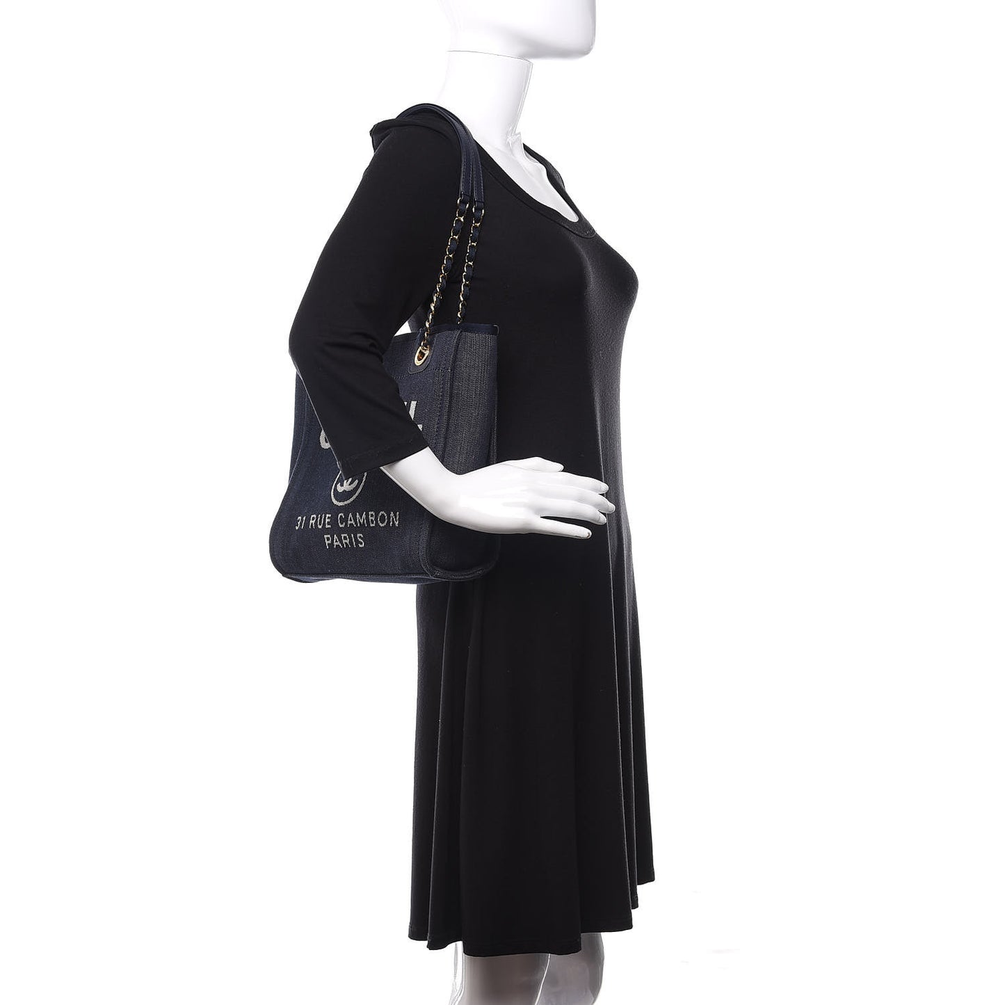 Denim Mini Deauville Tote Dark Blue