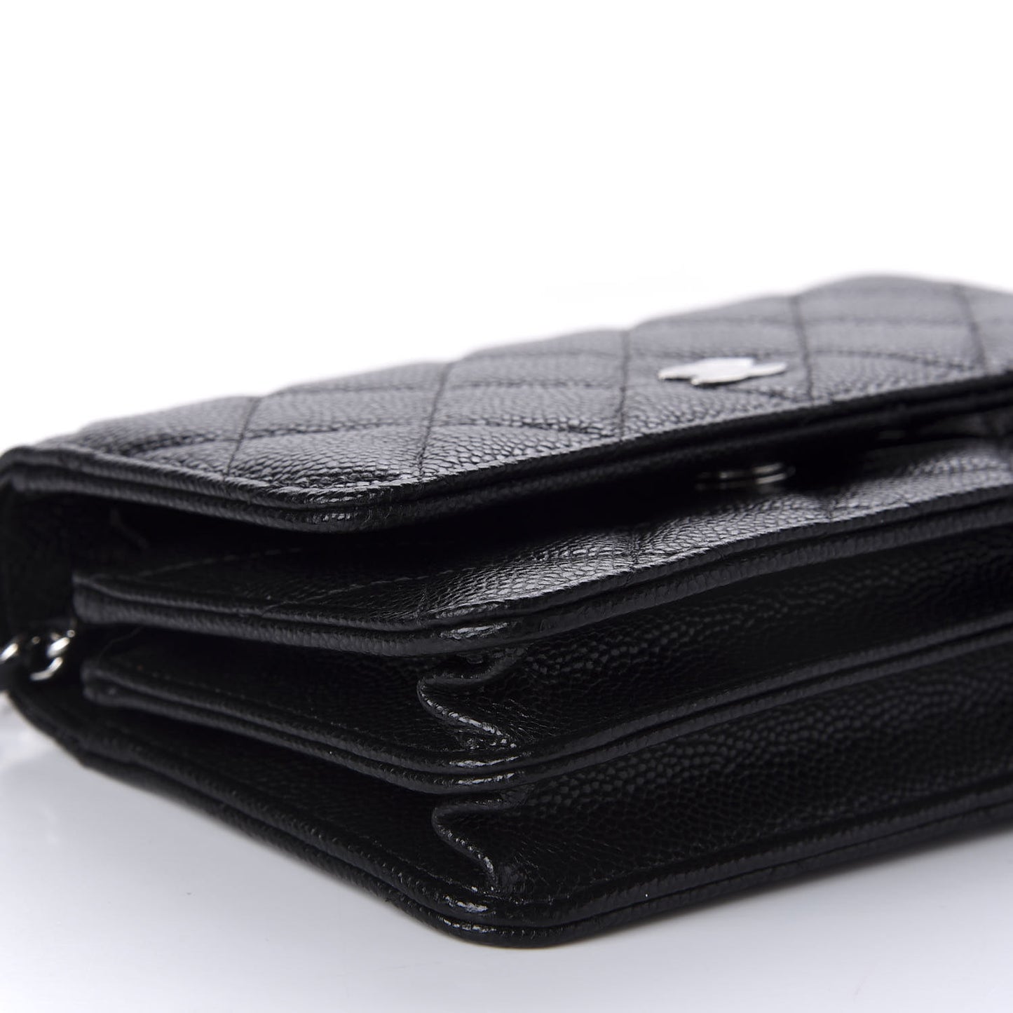 Caviar Quilted Mini Wallet On Chain WOC Black