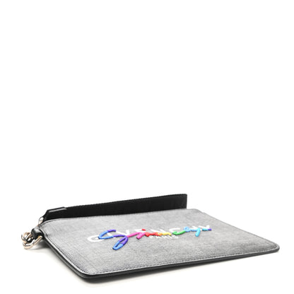 Givenchy Coated Canvas Rainbow Logo Zip Pouch Black 4 of 7