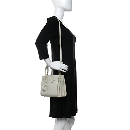 Saint Laurent Grained Calfskin Nano Sac de Jour Pearl White 2 of 10
