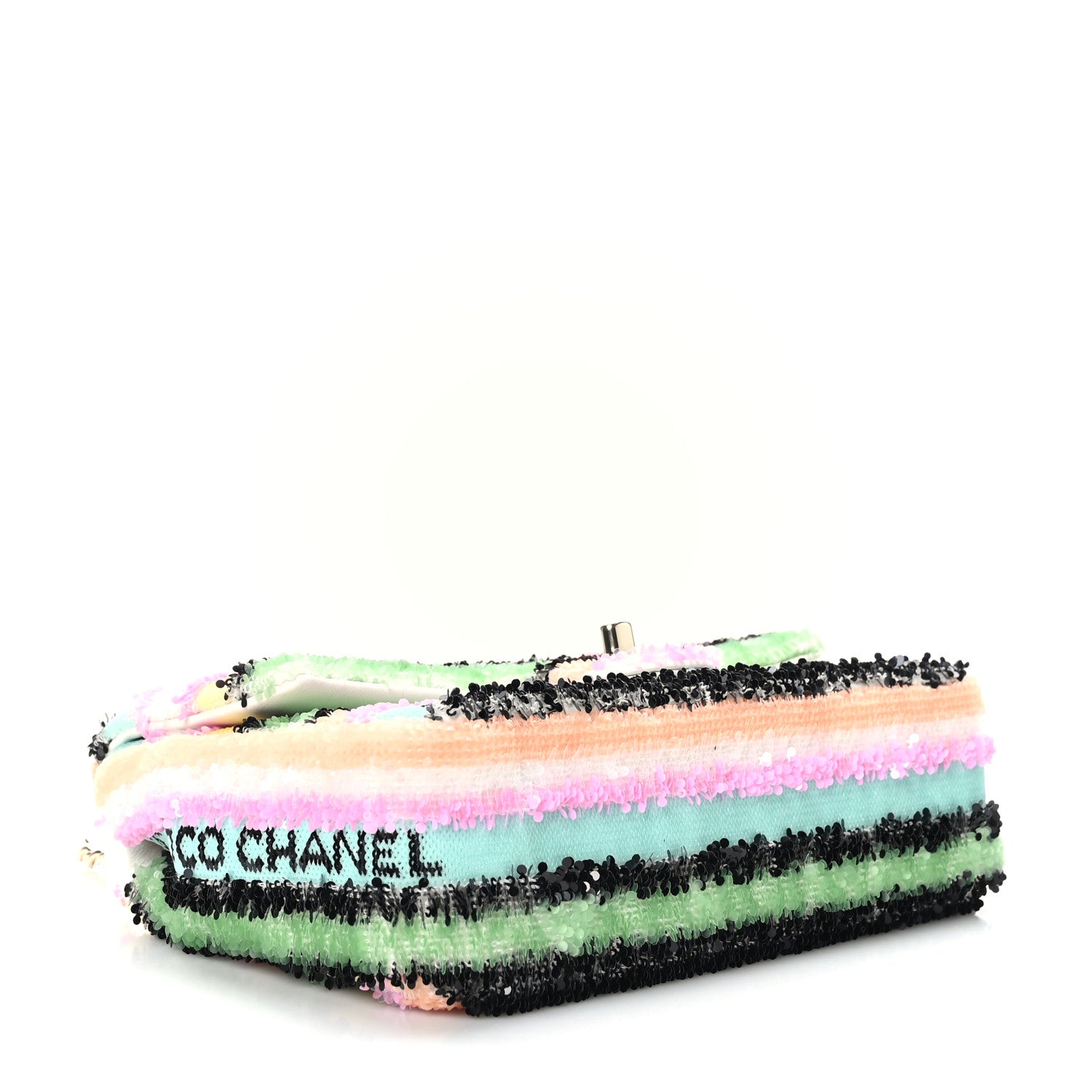 Chanel Sequin Logo Single Flap White Multicolor 4 of 10