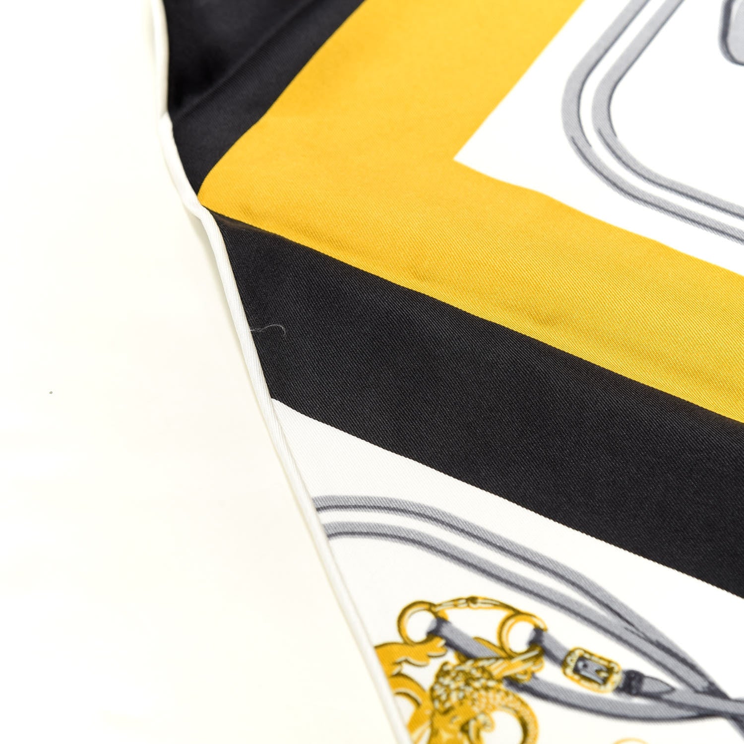 Hermes Silk Mini Brides De Gala Giant Triangle Scarf Black Gold White 4 of 4