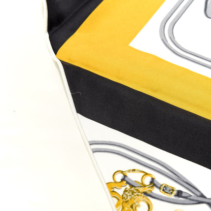 Hermes Silk Mini Brides De Gala Giant Triangle Scarf Black Gold White 4 of 4