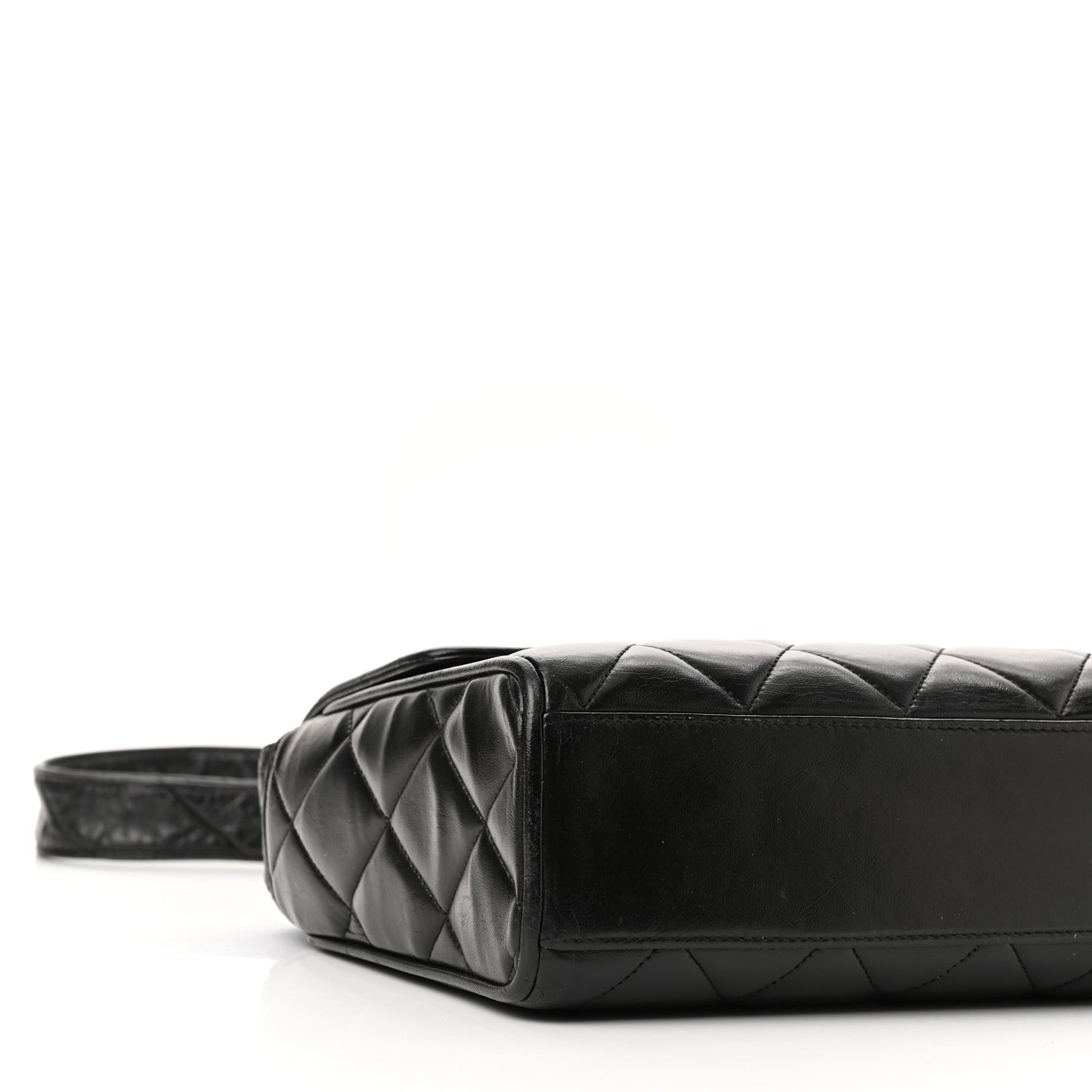 Lambskin Quilted CC Single Flap Shoulder Bag Black