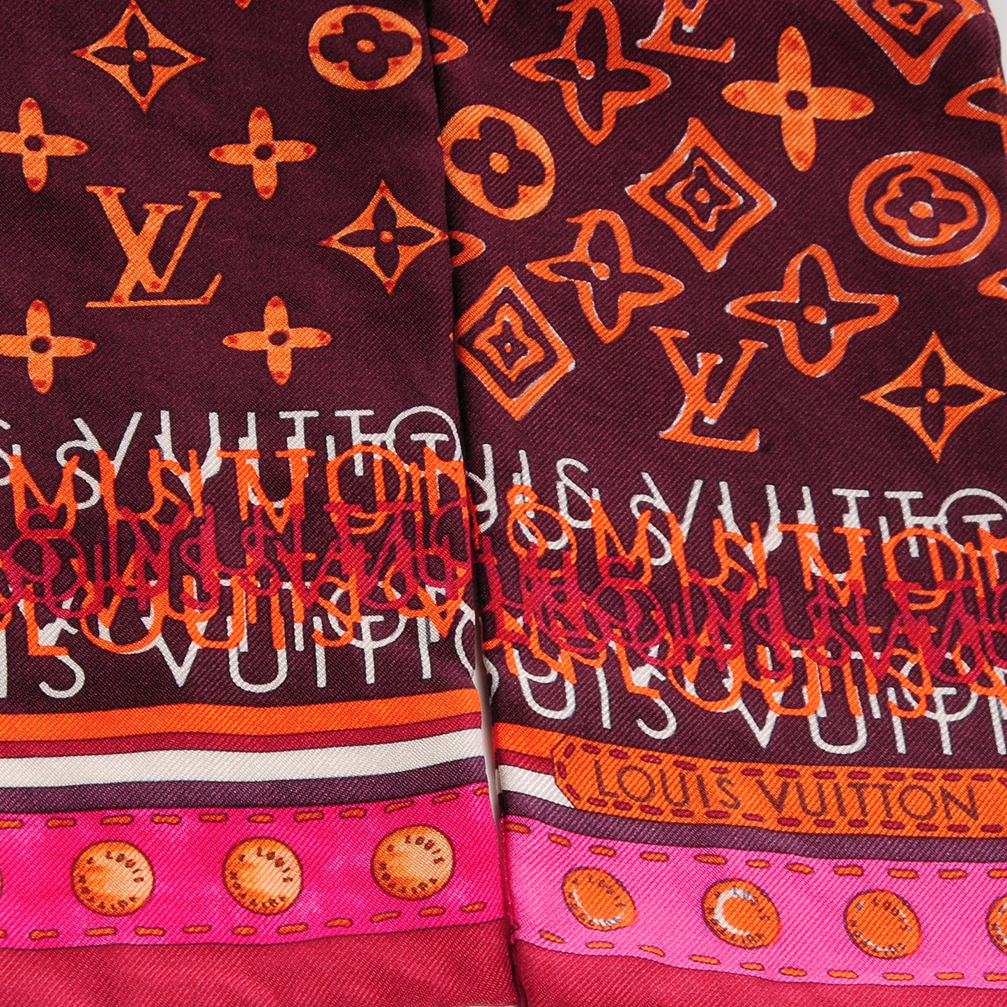 Silk Monogram Map Bandeau Plum Orient