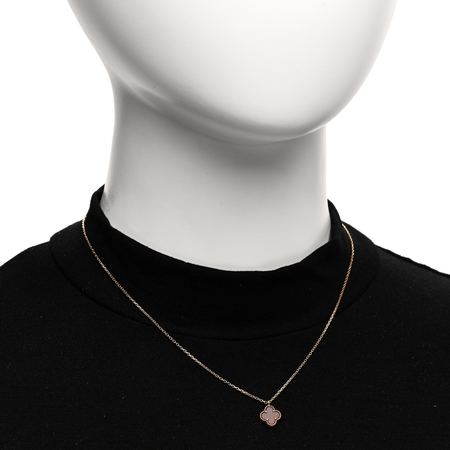 18K Rose Gold Carnelian Sweet Alhambra Pendant Necklace