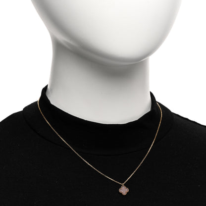 Van Cleef & Arpels 18K Rose Gold Carnelian Sweet Alhambra Pendant Necklace 2 of 6