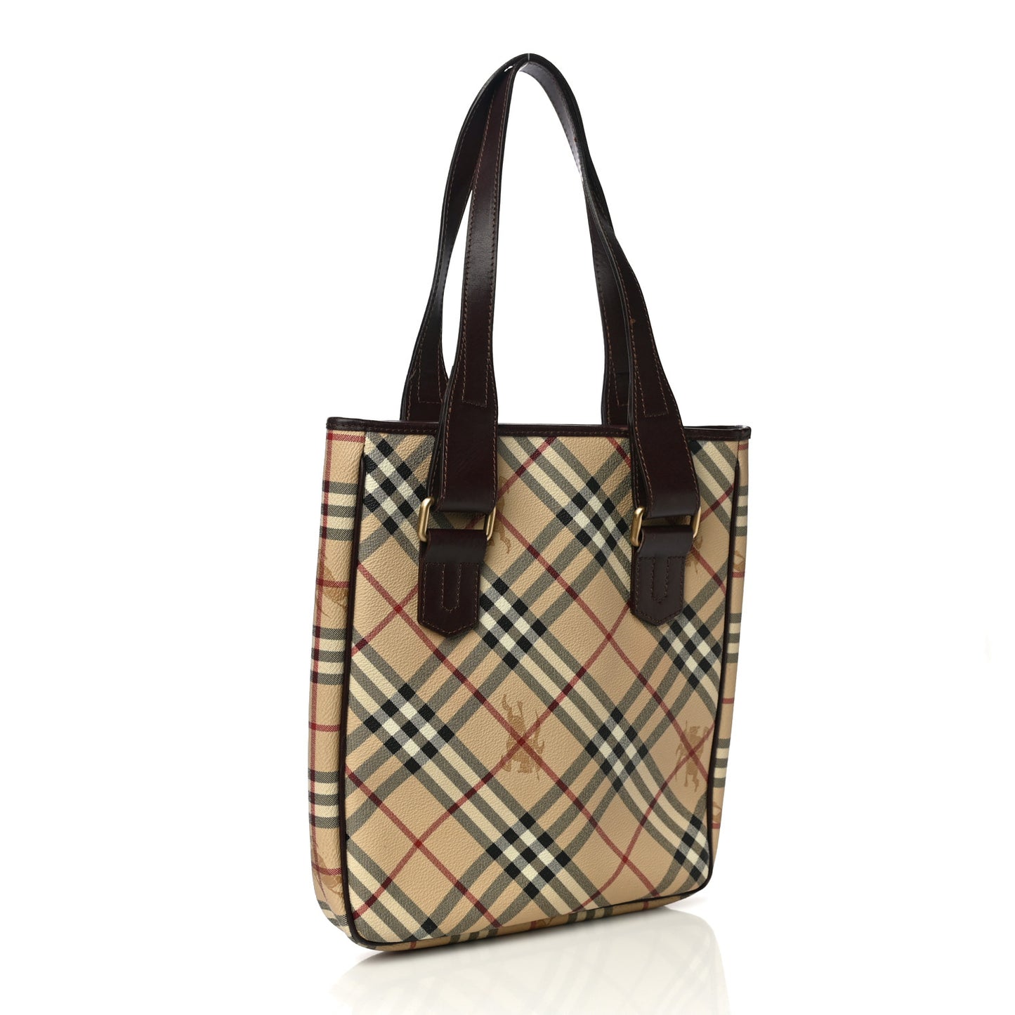 Haymarket Check Buckle Tote Brown