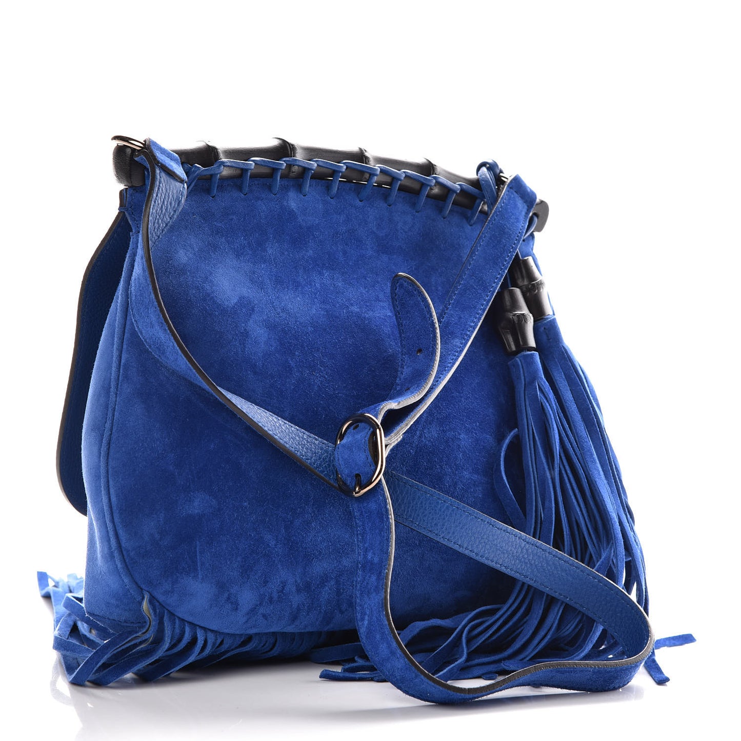 Suede Medium Nouveau Fringe Shoulder Bag Blue