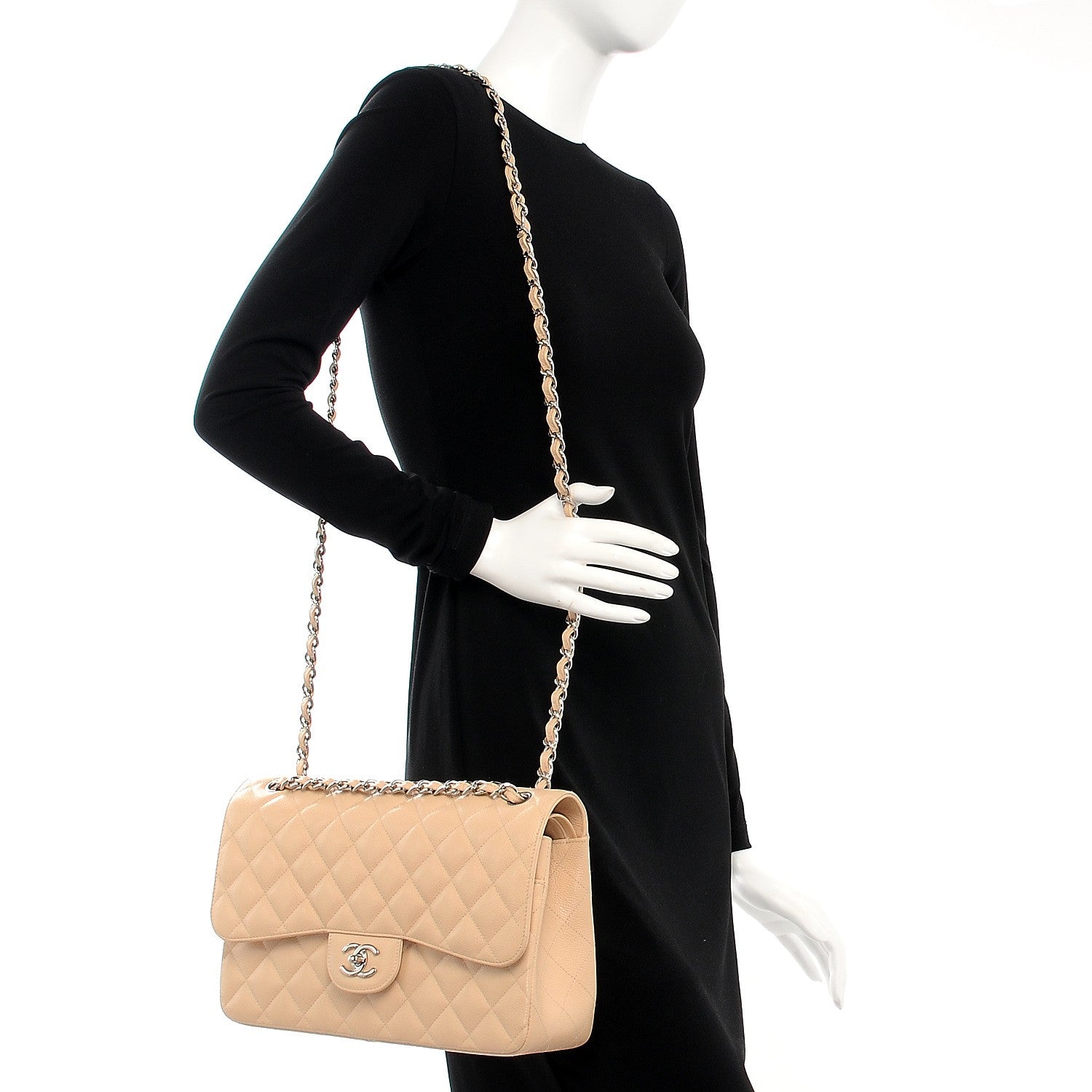 Chanel Caviar Quilted Jumbo Double Flap Beige Clair 2 of 8