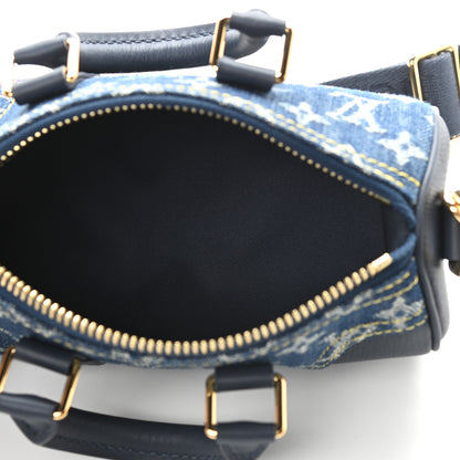 Louis Vuitton Taurillon Monogram Denim Drip Keepall XS Blue 5 of 8