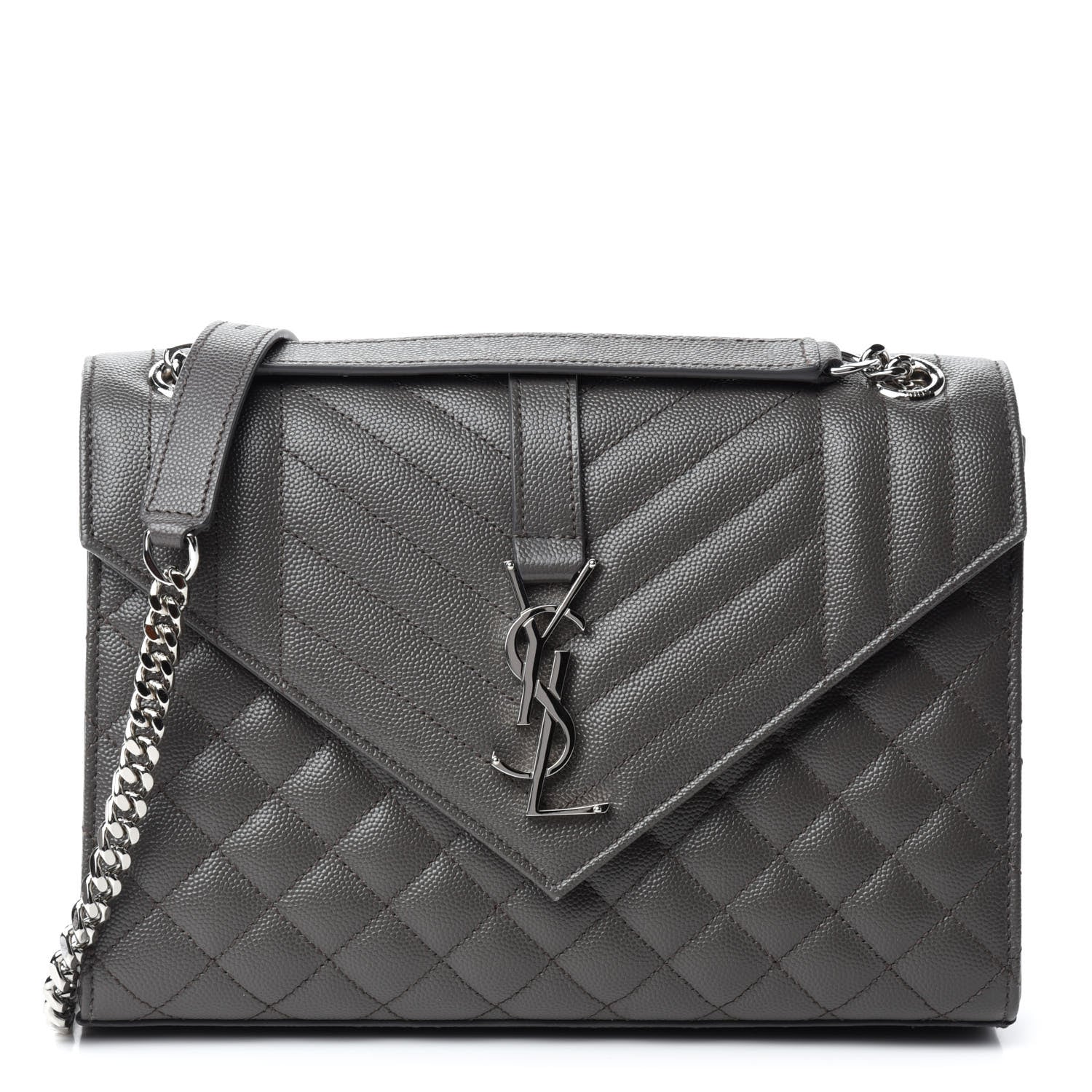 Saint Laurent Grain De Poudre Textured Mixed Matelasse Medium Triquilt Monogram Satchel Earth 1 of 12