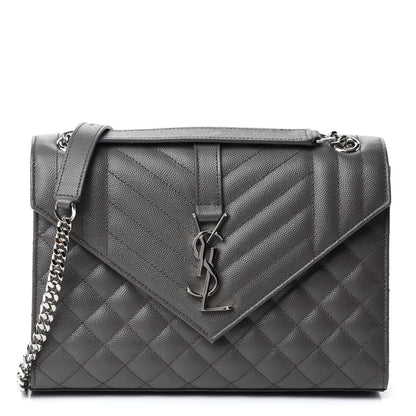 Saint Laurent Grain De Poudre Textured Mixed Matelasse Medium Triquilt Monogram Satchel Earth 1 of 12