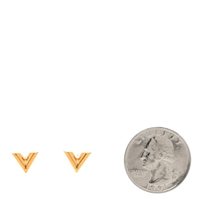 Louis Vuitton Brass Essential V Stud Earrings Gold 2 of 4